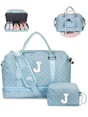 Weekender Travel Duffel Bag with Shoe Compartment, Water Resistant Carry-On,